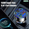 Car Charger Adapter with Voltage Display 6 in 1