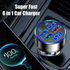 Car Charger Adapter with Voltage Display 6 in 1